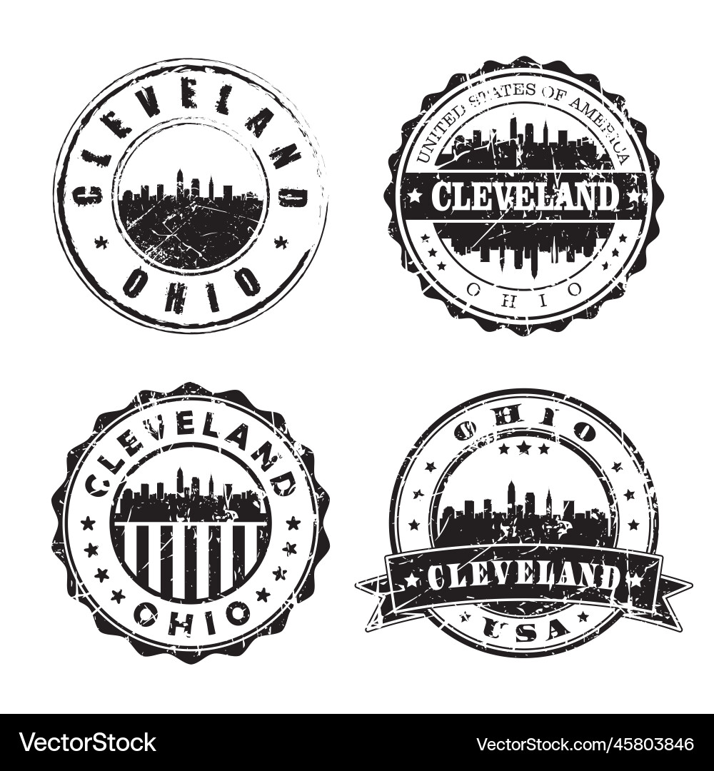 Cleveland Skyline Stamp Postmark Vector Image