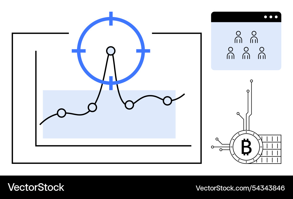 Data analytics with focus on bitcoin and user Data analytics with focus on bitcoin and user vector image