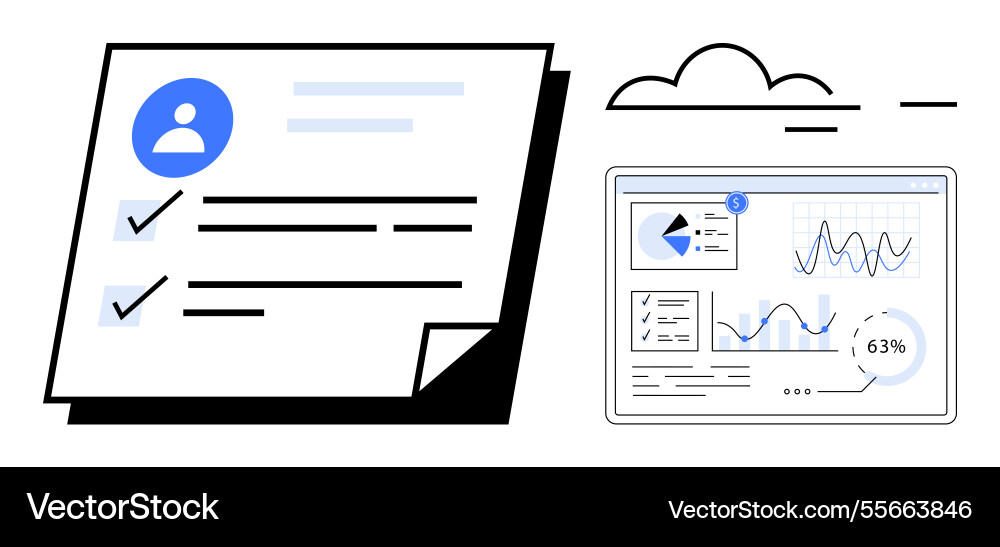 Digital profile checklist and data analytics Digital profile checklist and data analytics vector image