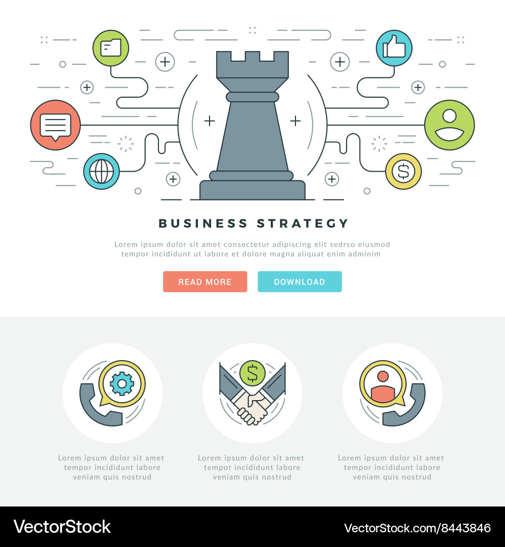 Flat line business concept web site header Vector Image