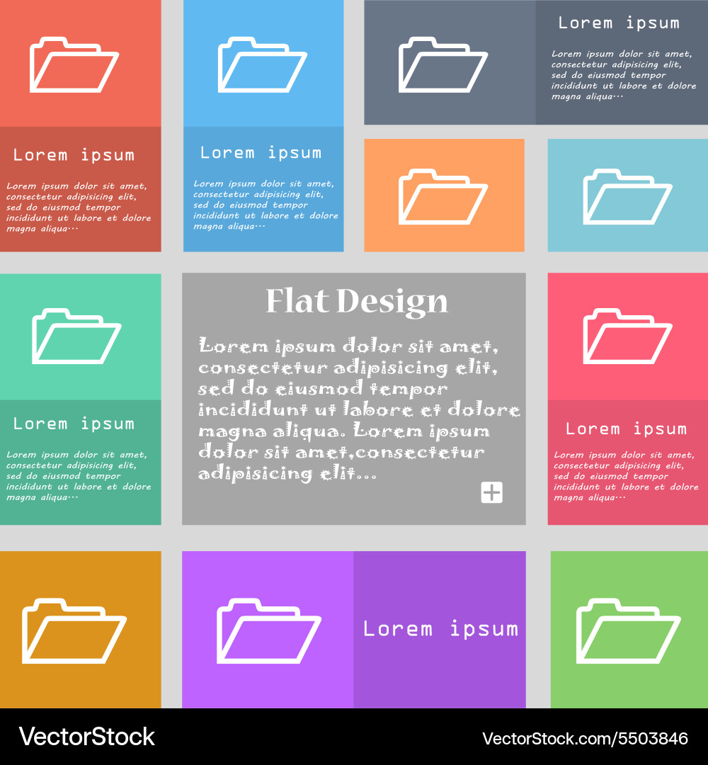 Folder icon sign set multicolored buttons Vector Image