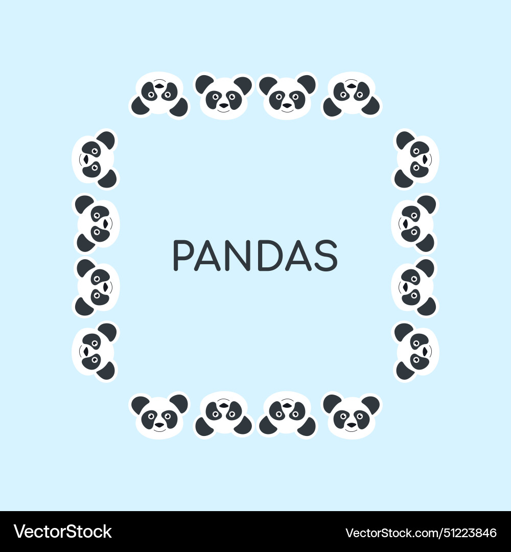 Frame of panda head for children border cute Vector Image