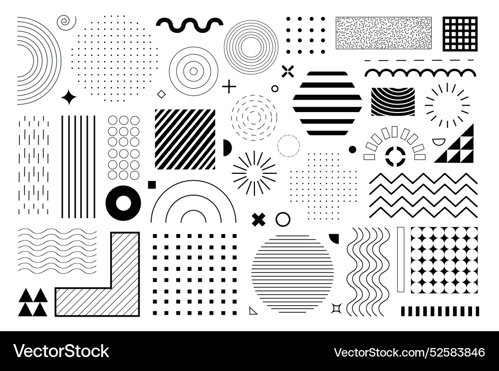 Geometric shapes mega set elements in flat graphic