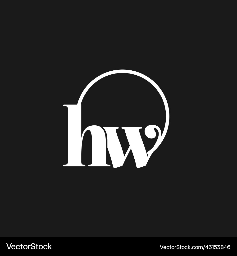 Hw logo initials monogram with circular lines Vector Image
