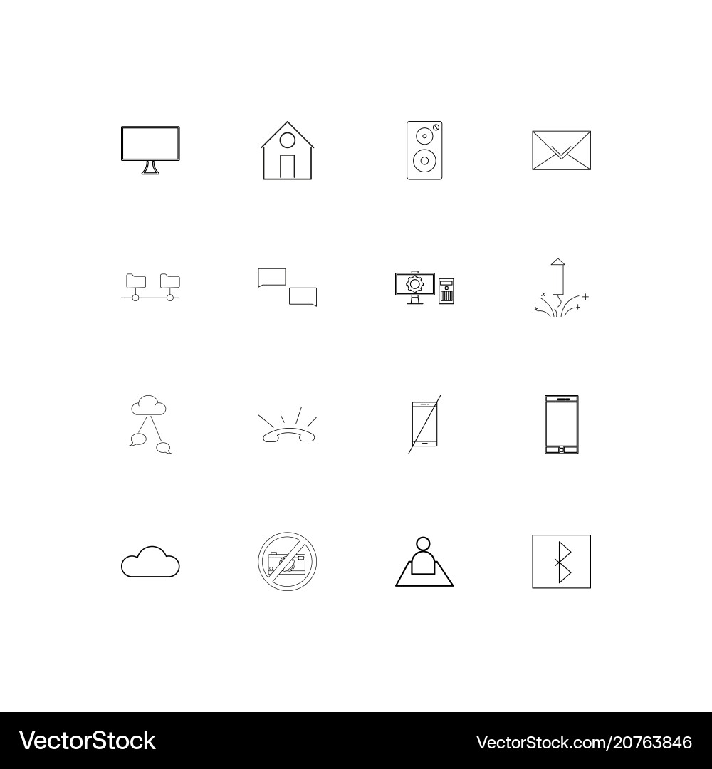 Internet of things linear thin icons set outlined Vector Image