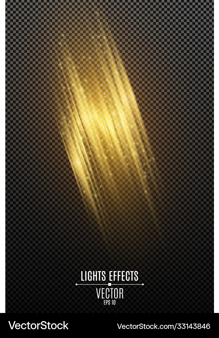 Light effect golden abstract random neon lines vector image