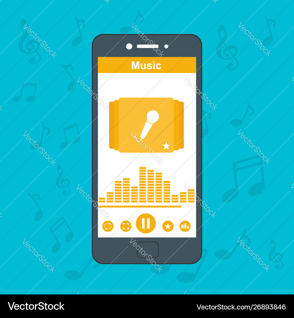 Media player application app template with flat Media player application app template with flat vector image