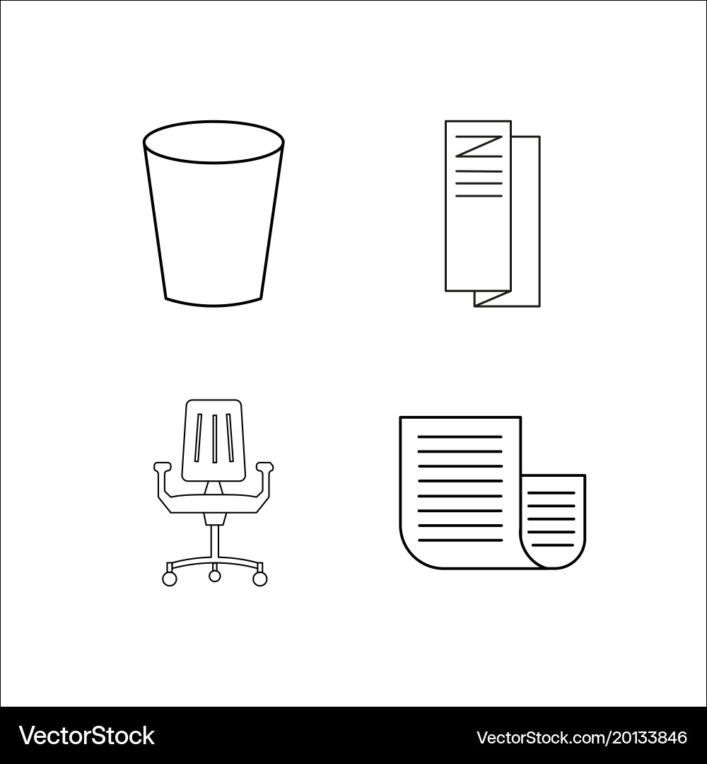 Office simple linear icon setsimple outline icons vector image