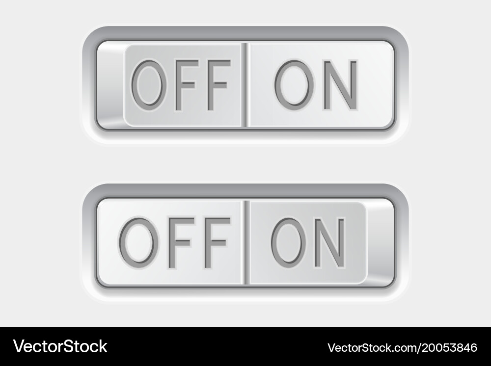 On and off toggle switch buttons white interface vector image
