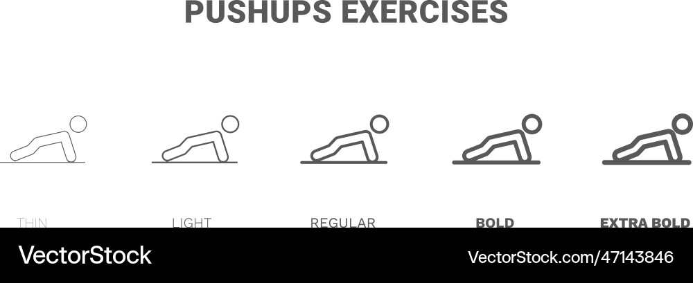 Pushups exercises icon thin regular bold and more Vector Image