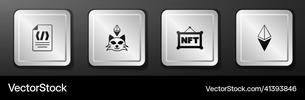 Set binary code nft digital crypto art vector image