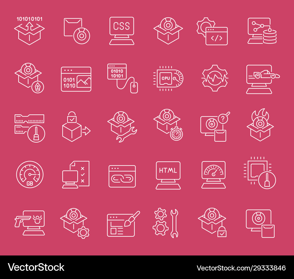 Set line icons software Vector Image