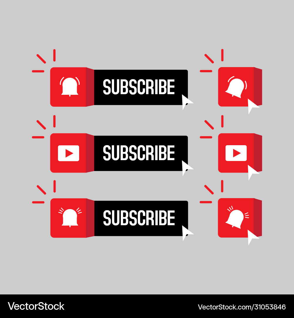Subscribe button and icon set for design element Subscribe button and icon set for design element Vector Image