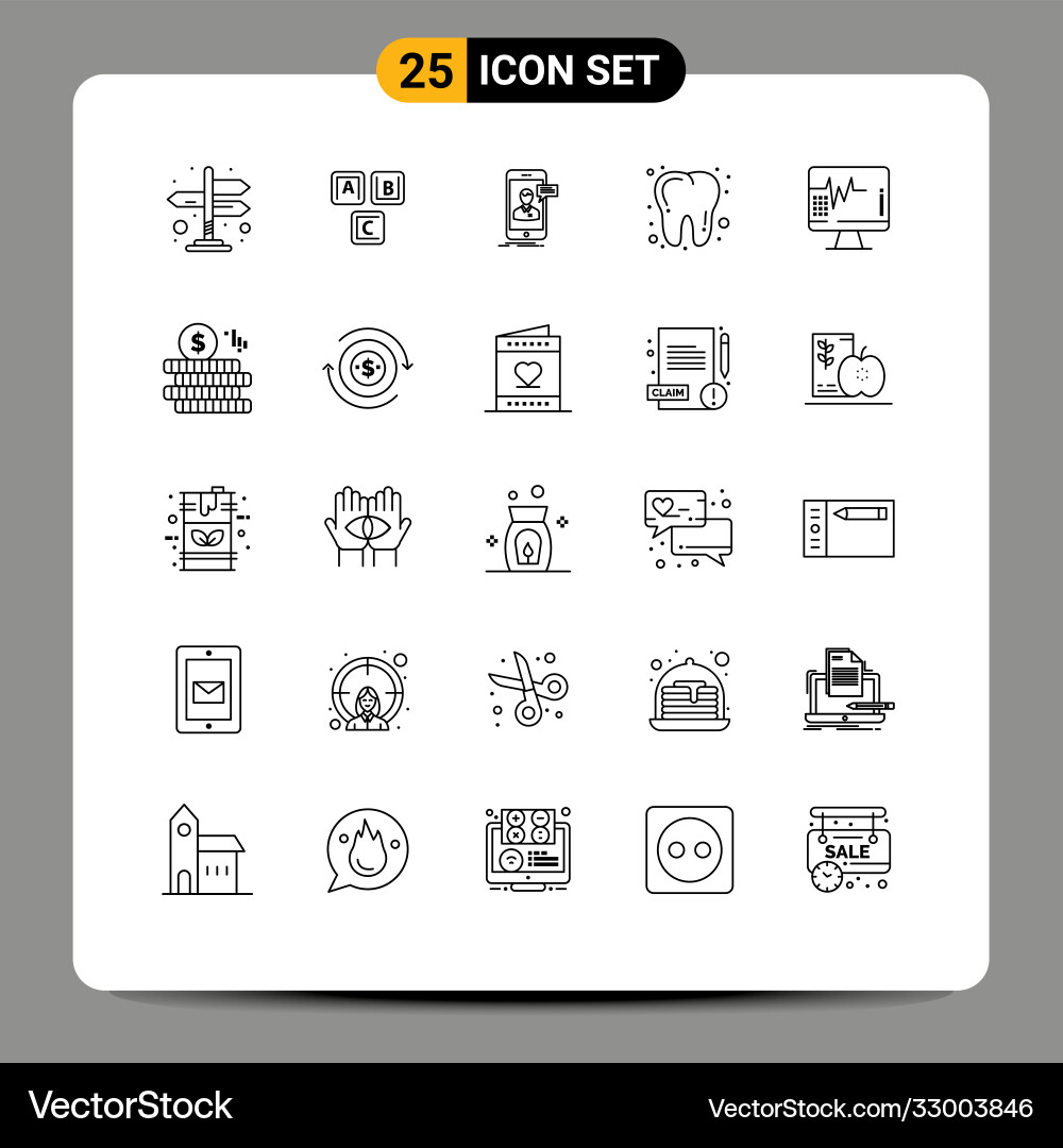 User interface pack 25 basic lines Vector Image