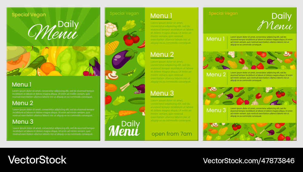 Vibrant vegan special menu brochure mockup set Vibrant vegan special menu brochure mockup set vector image