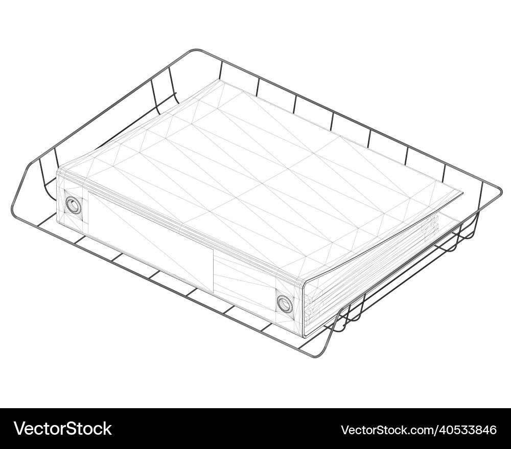 Wireframe of office folder with documents Wireframe of office folder with documents vector image