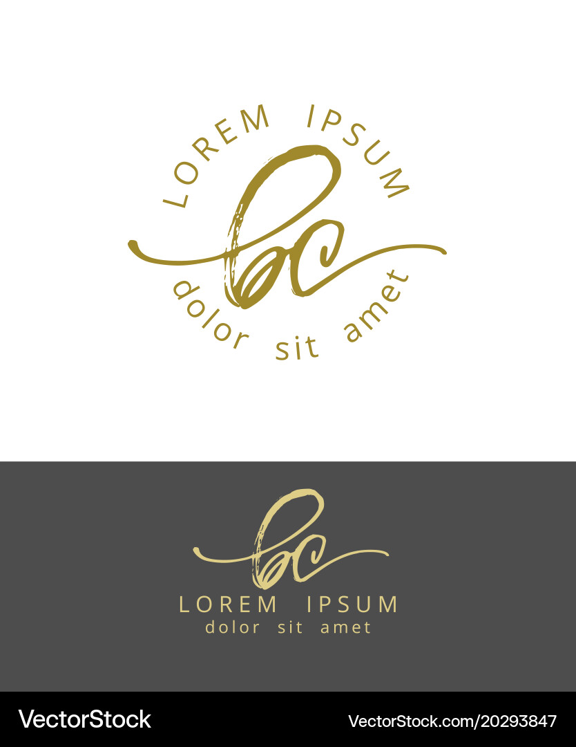 B c initials monogram logo design dry brush Vector Image