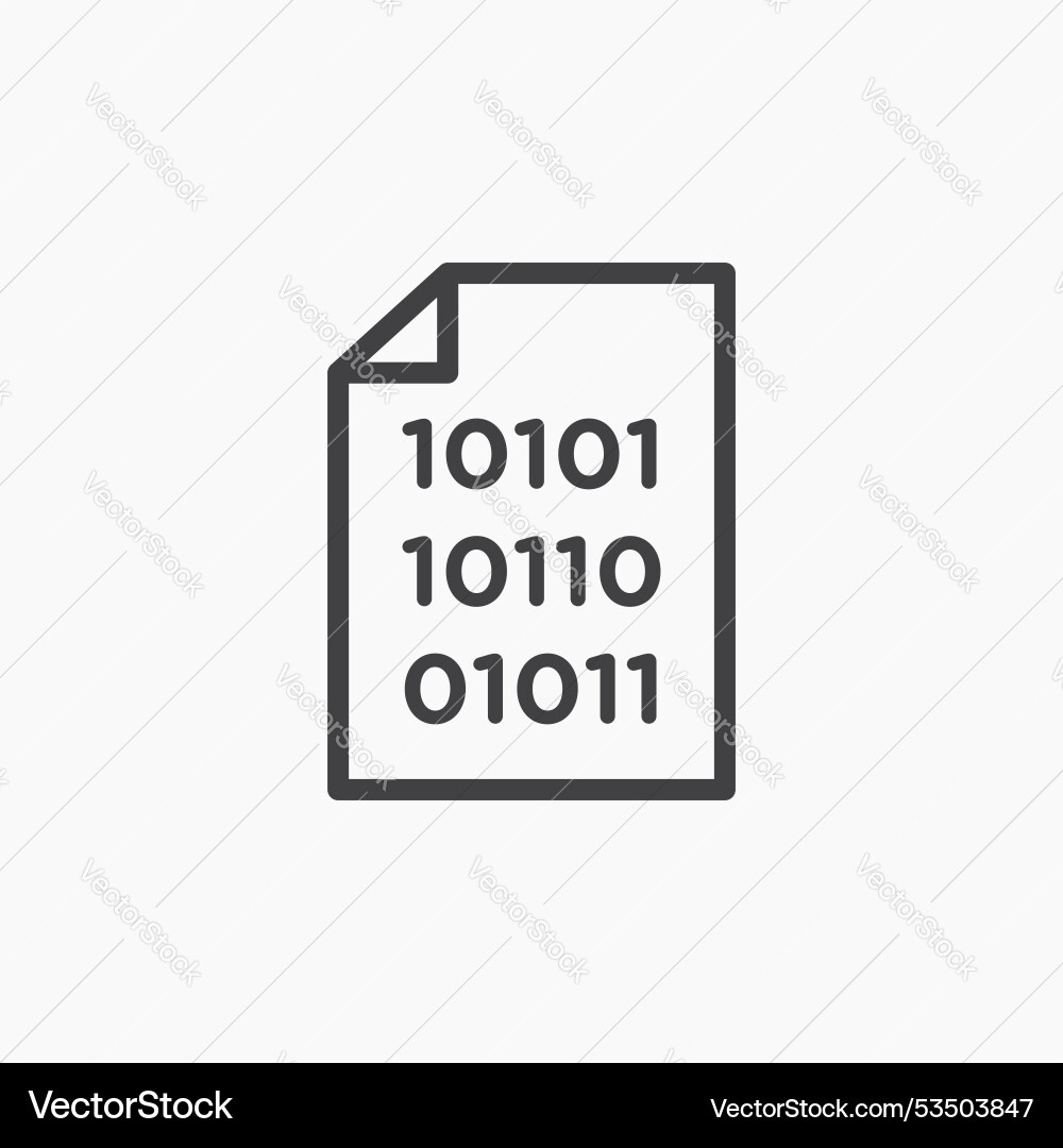 Binary codeline in thin line black color flat Vector Image