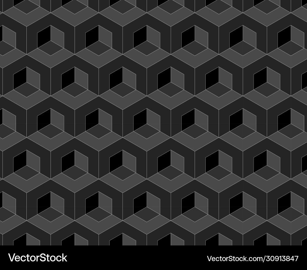 Black hexagon and square minimal pattern vector image