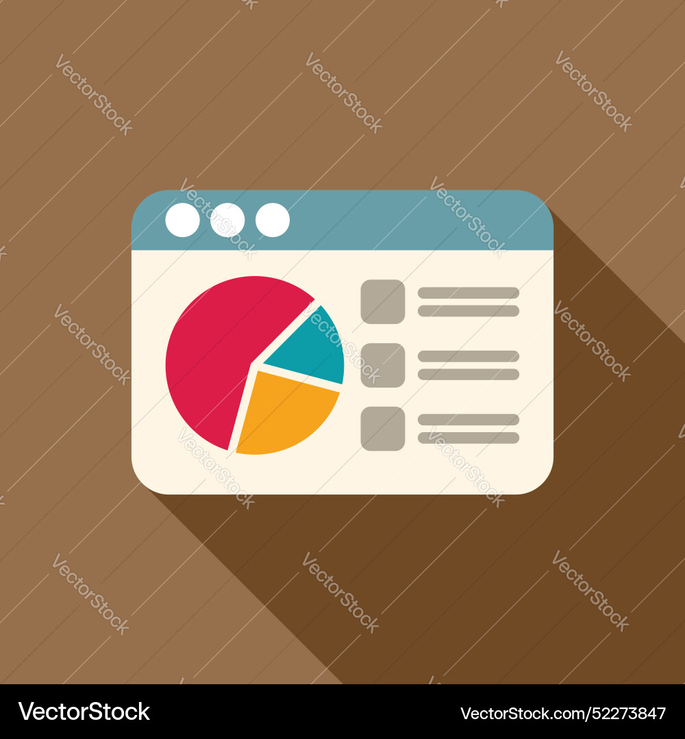 Browser window displaying business pie chart Browser window displaying business pie chart vector image