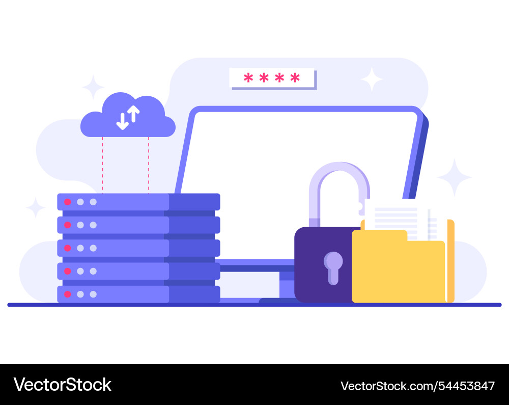 Database protection cyber security data center Database protection cyber security data center vector image