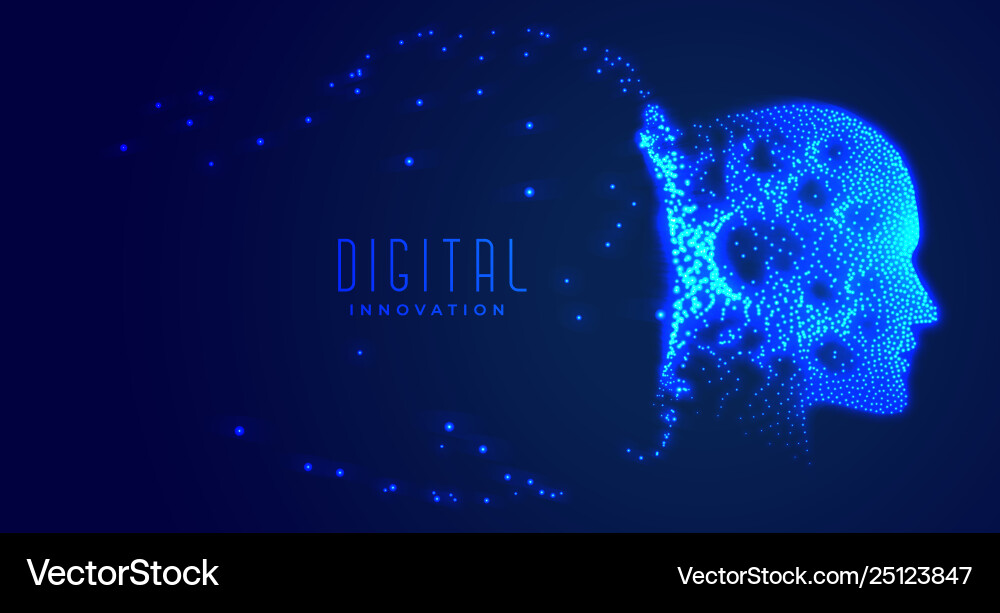 Digital partical face artificial intelligence Digital partical face artificial intelligence vector image