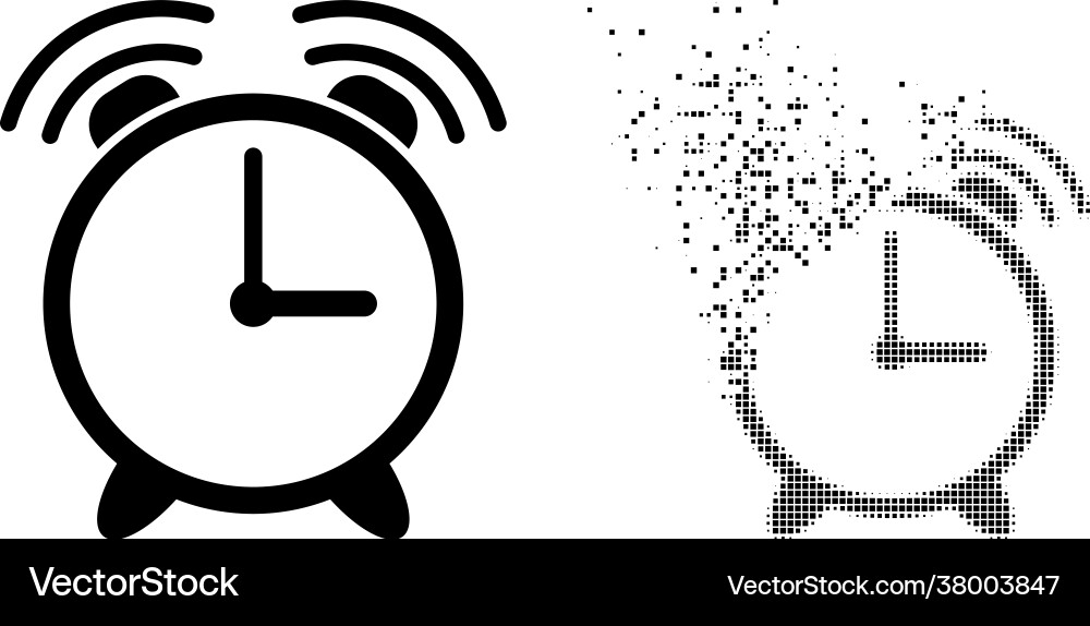 Dissolving pixel and original alarm clock icon Dissolving pixel and original alarm clock icon vector image