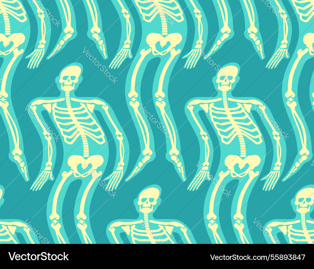 Ghost of transparent man with bones pattern vector image