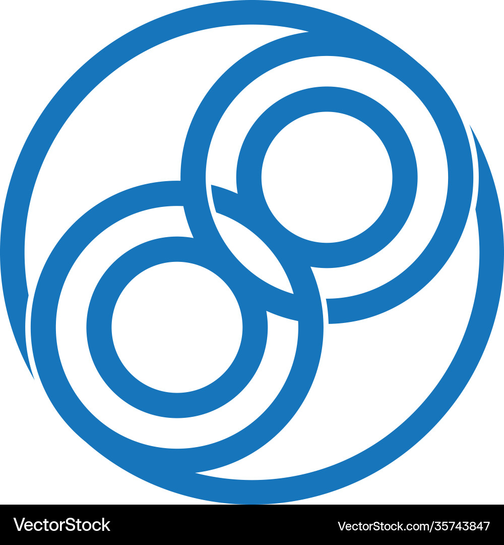Linked circles object chain overlap logo vector image