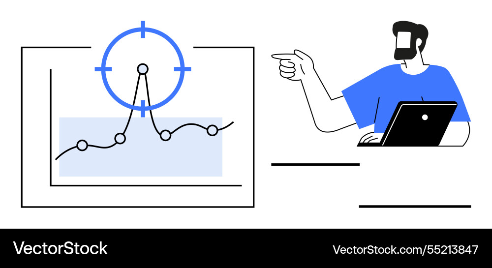 Man bespricht Datenanalyse mit Graphen Man bespricht Datenanalyse mit Graphen Vektorbild