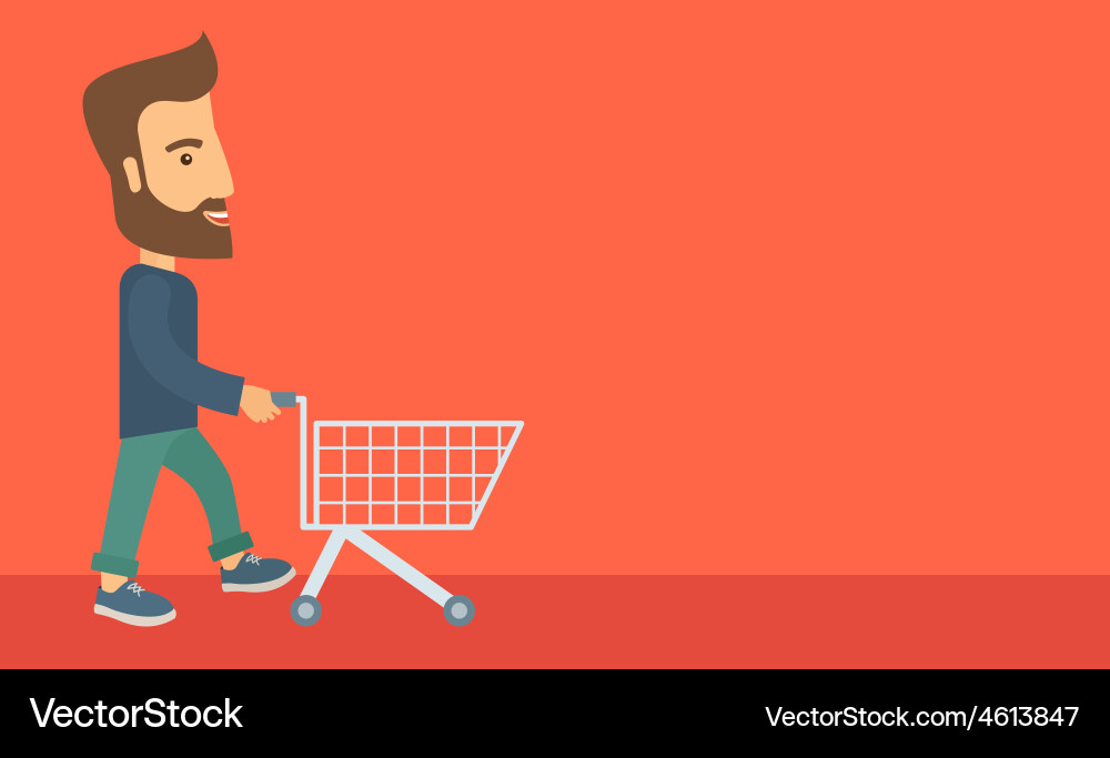 Man with empty cart vector image