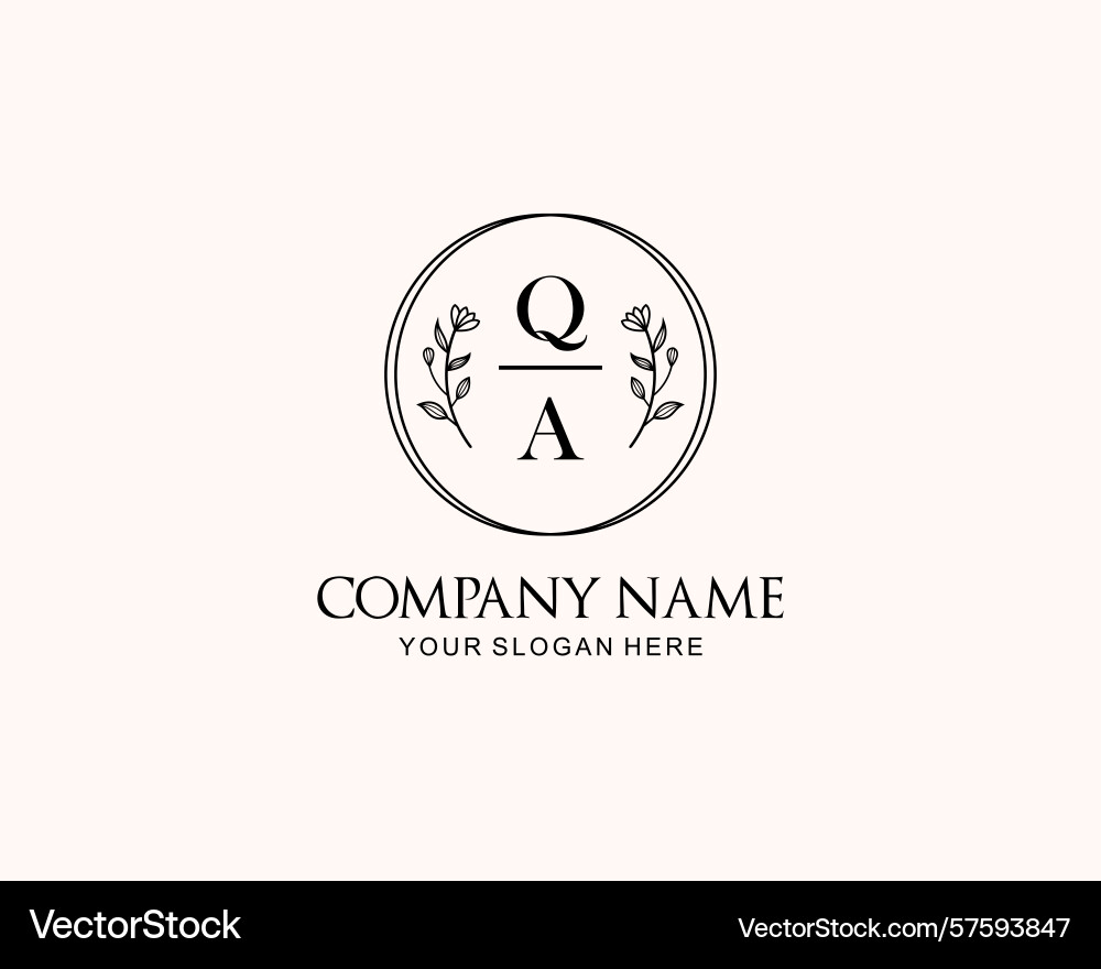Minimalist qa monogram logos with botanical Vector Image