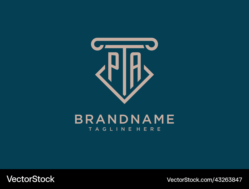 Pa initial with pillar icon design clean Vector Image