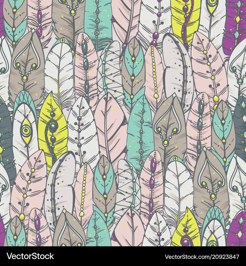 Seamless pattern with decorative feathers Seamless pattern with decorative feathers vector image