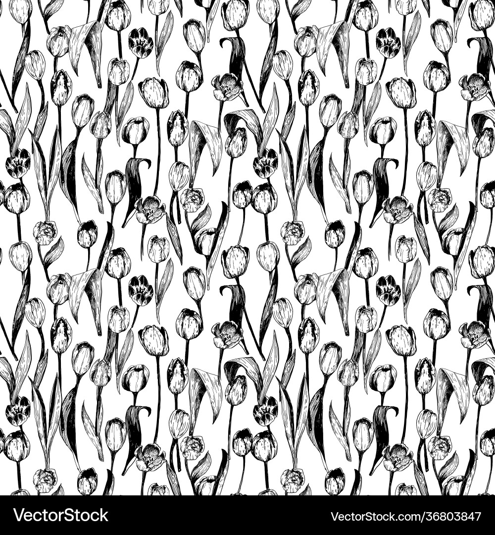 Seamless pattern with spring tulips Seamless pattern with spring tulips vector image