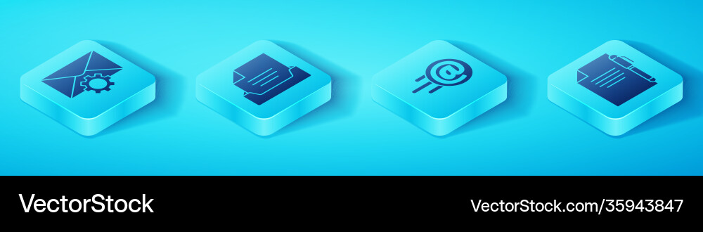 Set isometric envelope setting drawer Set isometric envelope setting drawer vector image