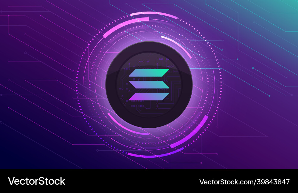 Solana coin banner sol cryptocurrency Solana coin banner sol cryptocurrency vector image