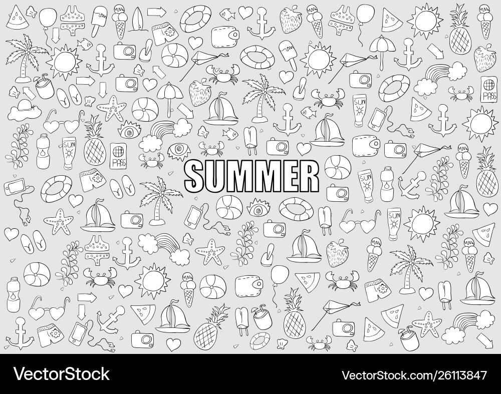 Summer symbols and objects a concept balancing Summer symbols and objects a concept balancing vector image