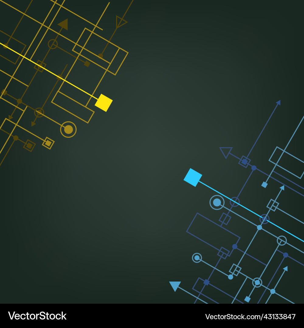 Techno square connect dark background Techno square connect dark background vector image