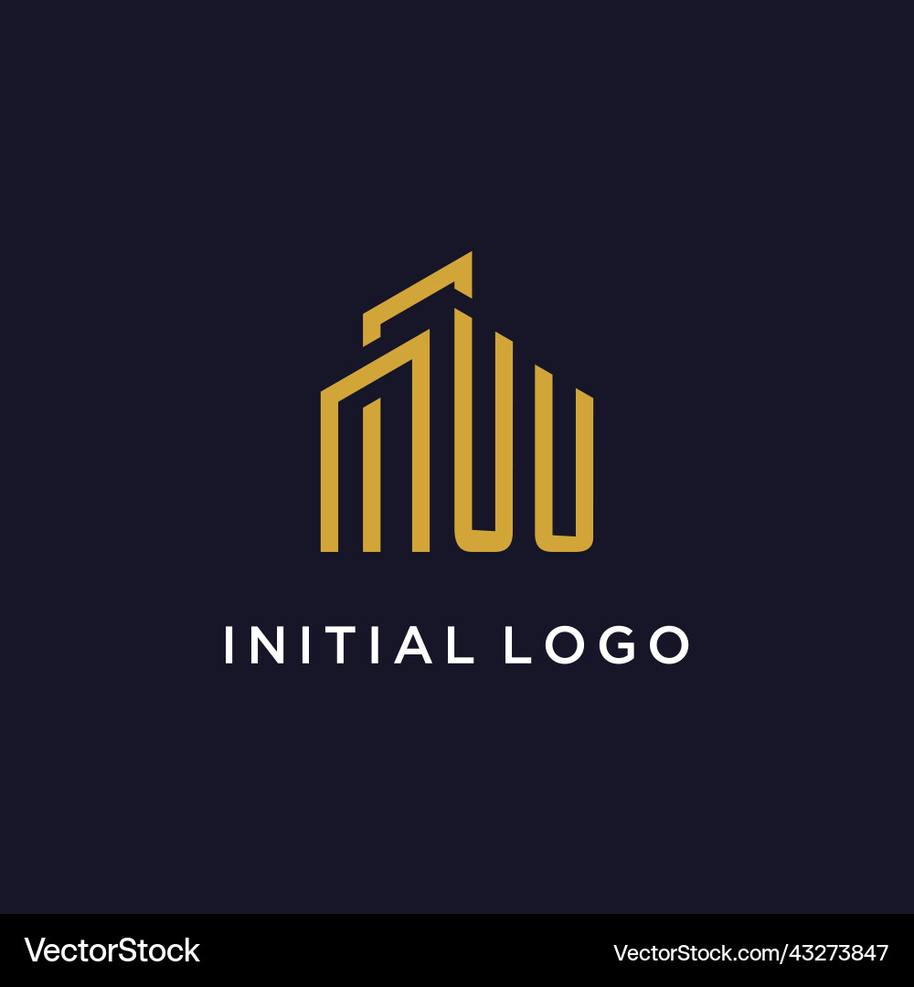 Uu initial monogram with building logo design Vector Image