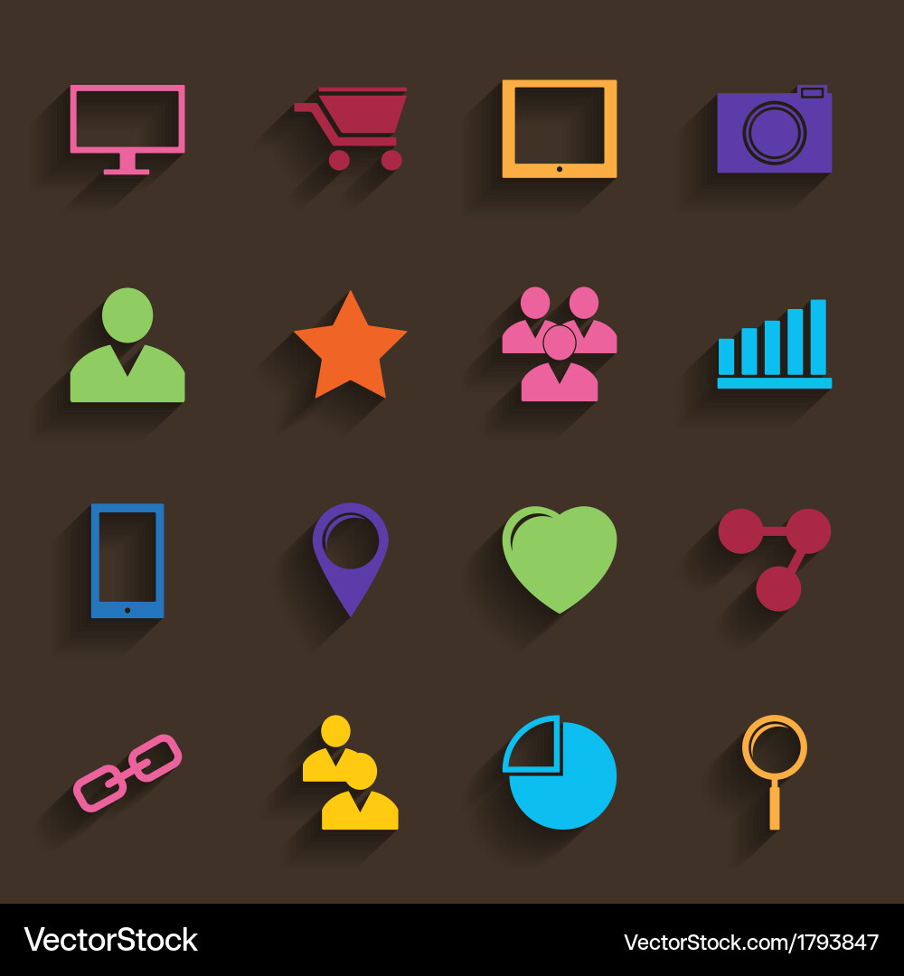 Web icons set in flat design vector image