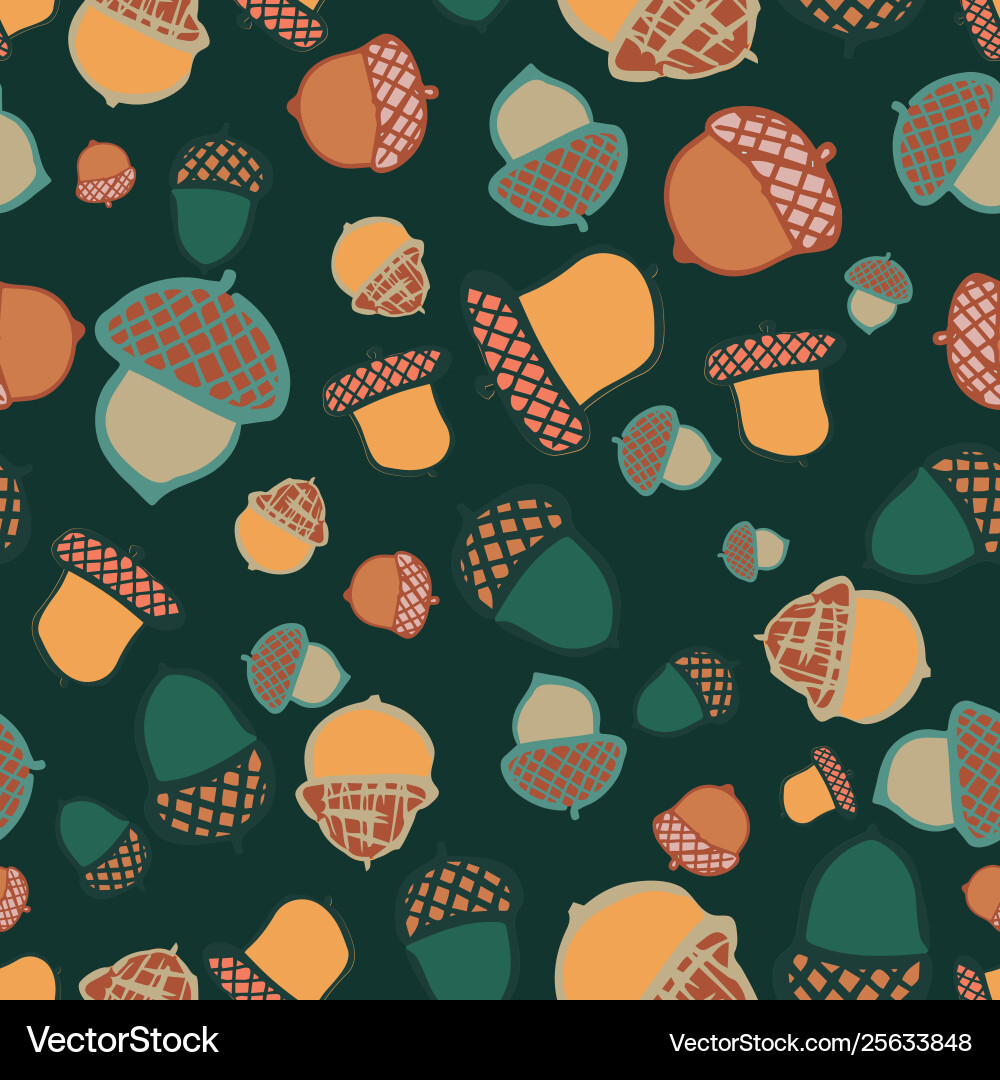 Acorn woodland seamless repeat pattern design Acorn woodland seamless repeat pattern design vector image