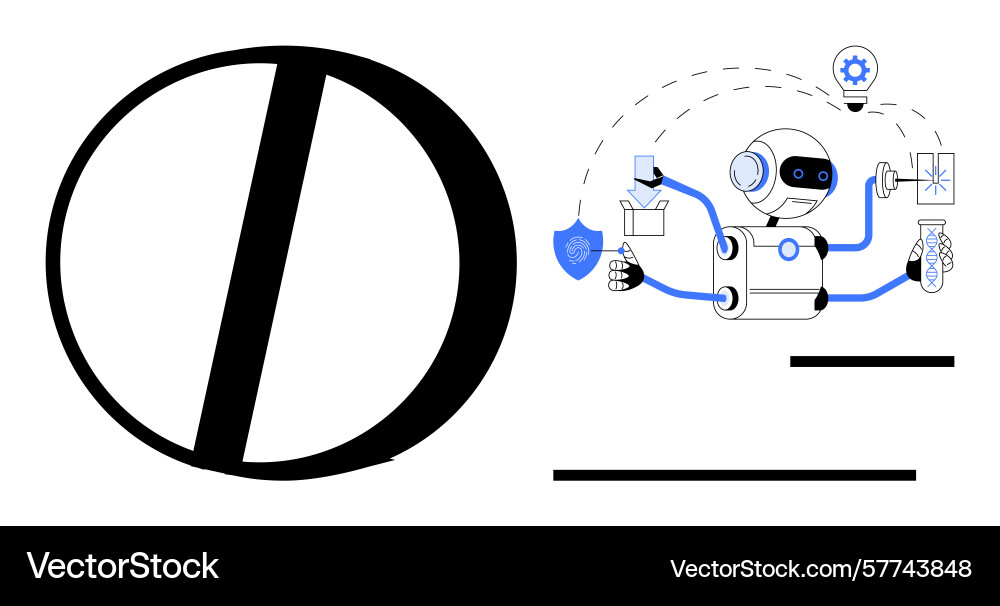 Ai robot performing tasks highlighting innovation Ai robot performing tasks highlighting innovation vector image