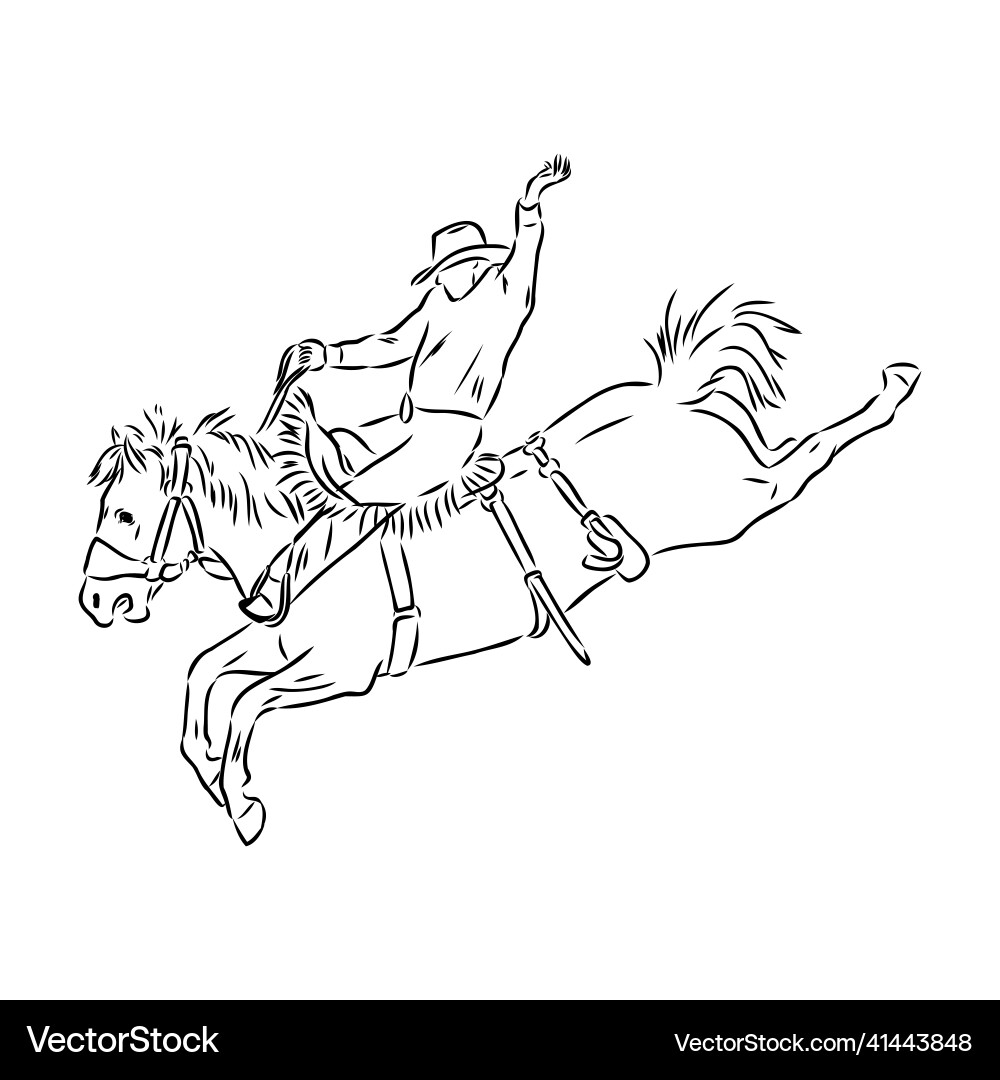 An hand drawn freehand - rodeo scene from An hand drawn freehand - rodeo scene from Vector Image