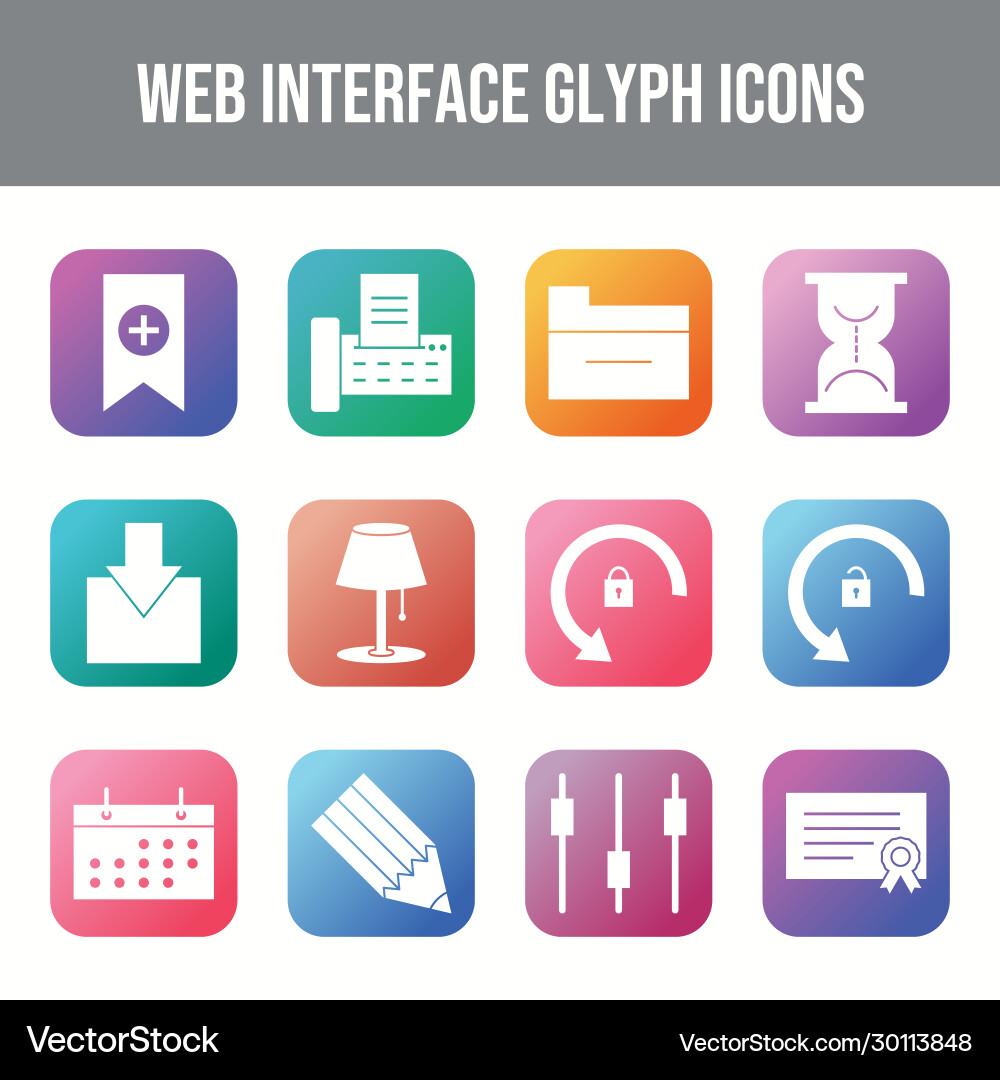 Beautiful web interface icon set Vector Image