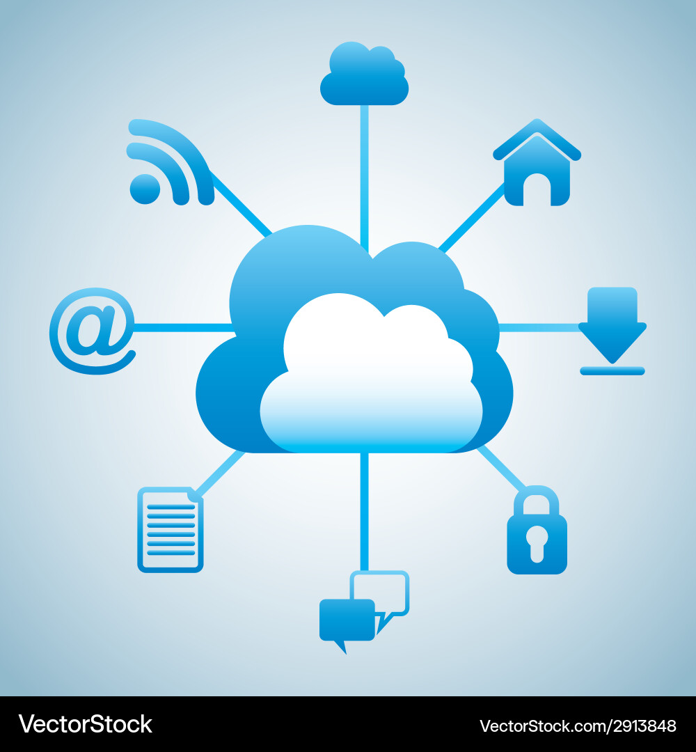 Cloud computing over white background Vector Image
