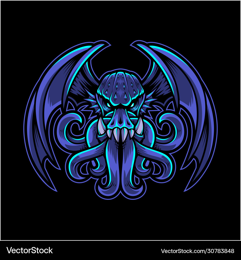 Cthulhu Esports Logo - Tentacled Monster Vector Image