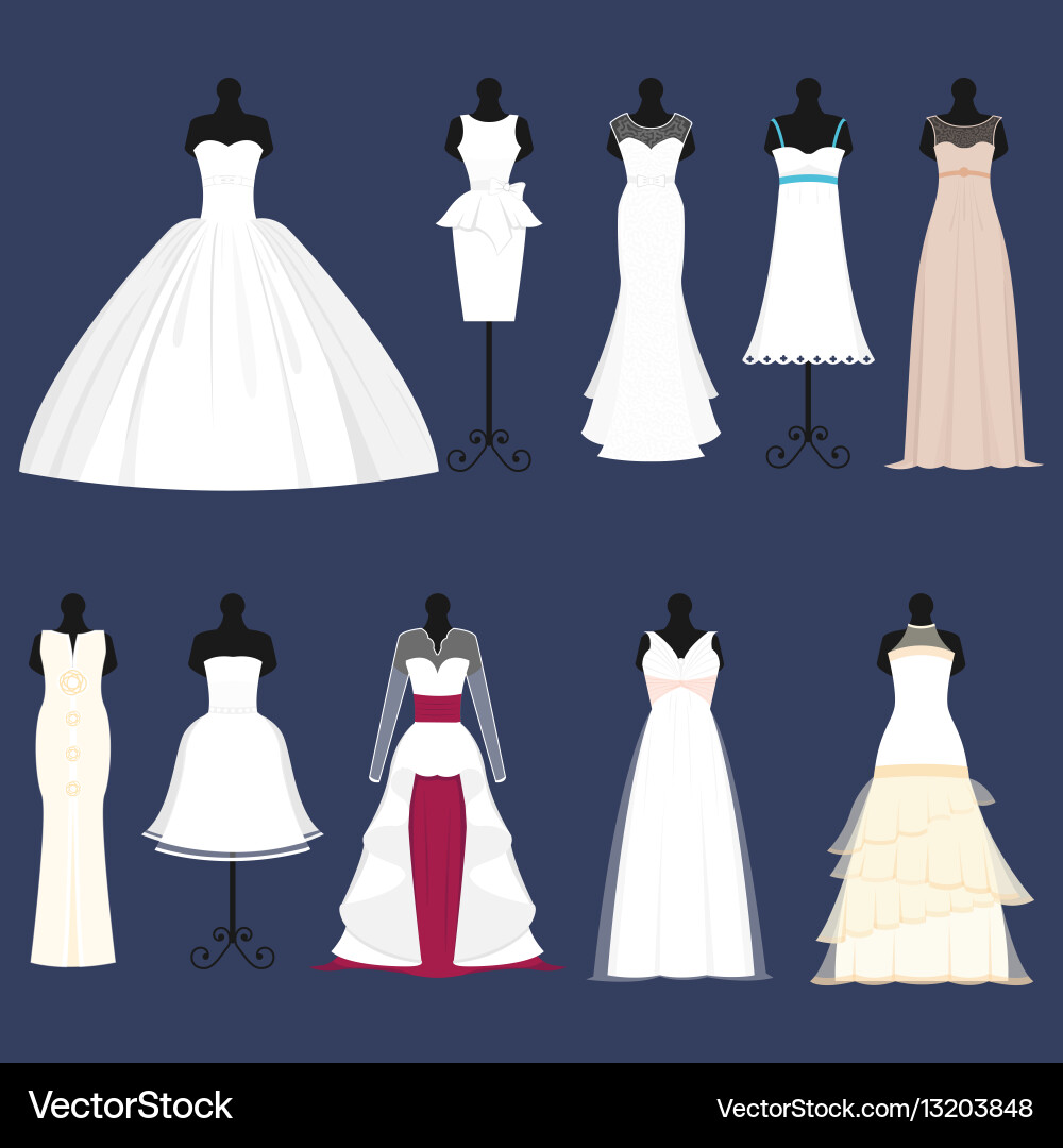 Elegant Wedding Dress Silhouette Royalty Free Vector Image
