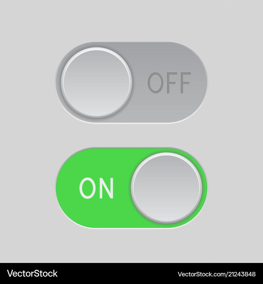 Green Toggle Switch Buttons - On/Off vector image