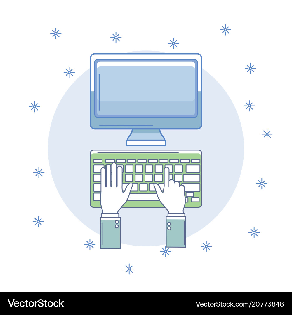 Hands using computer Hands using computer vector image